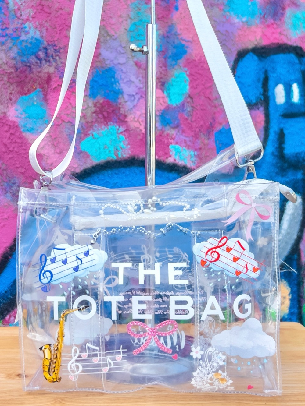 ‘GEMSTONE RIBBON’ Clear Medium Tote Bag 10”